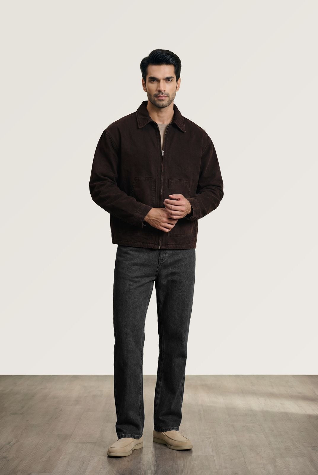Chocolate Brown Denim-Boxy Fit